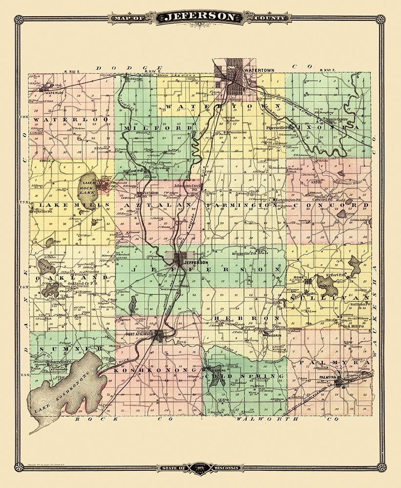 Jefferson Wisconsin Landowner - Snyder 1878 art print by Snyder for $57.95 CAD