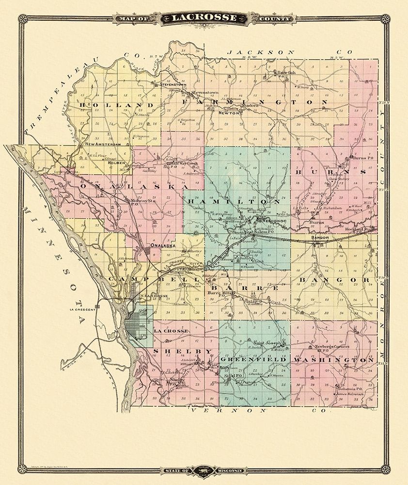 La Crosse Wisconsin Landowner - Snyder 1878 art print by Snyder for $57.95 CAD