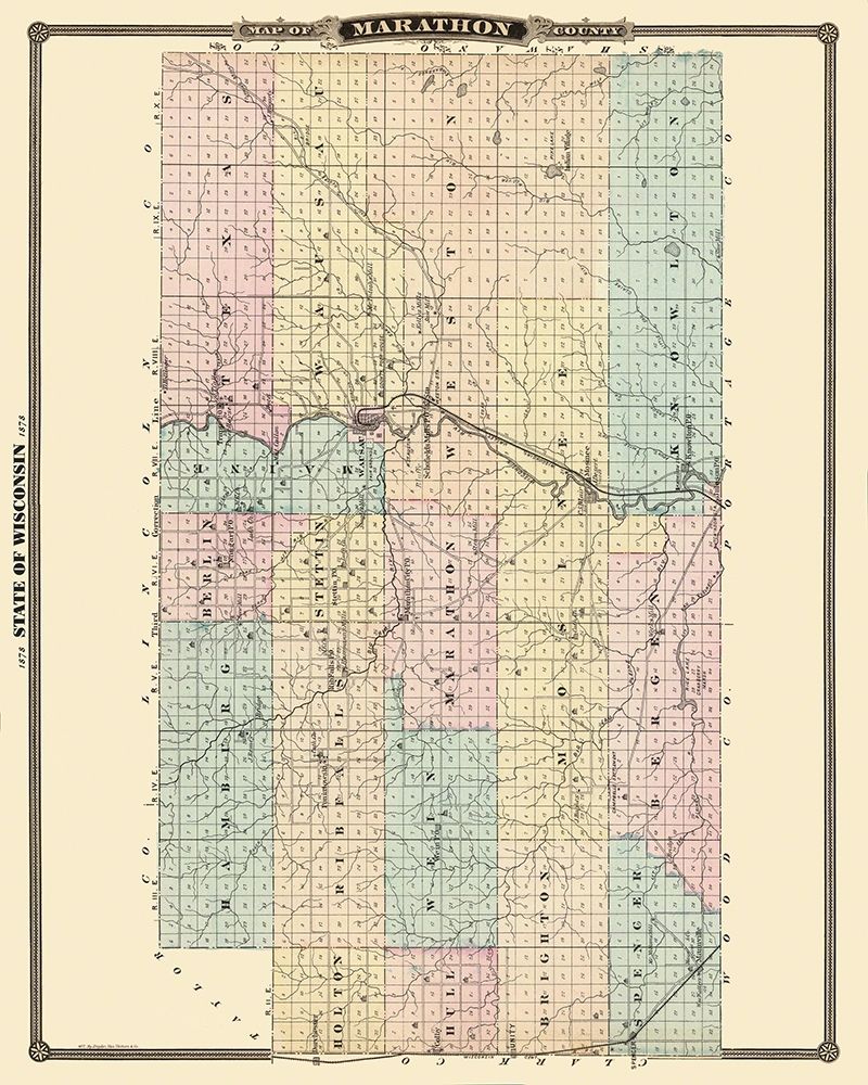 Marathon Wisconsin Landowner - Snyder 1878 art print by Snyder for $57.95 CAD
