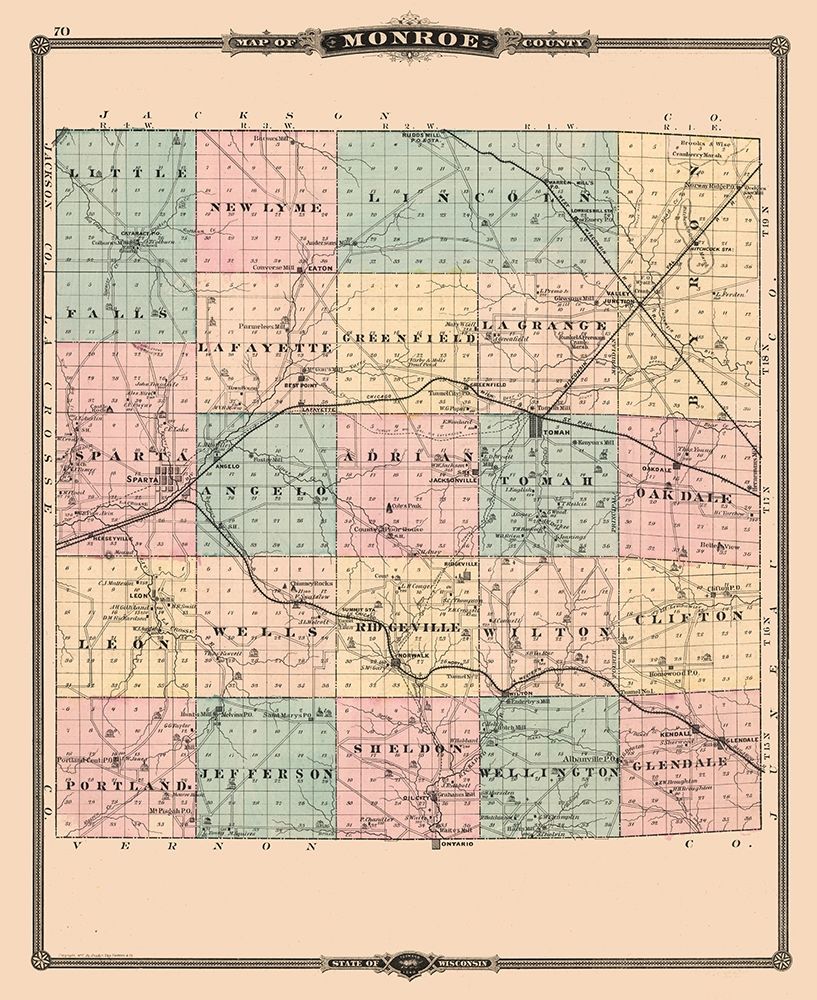 Monroe County  Wisconsin - Snyder 1877 art print by Snyder for $57.95 CAD
