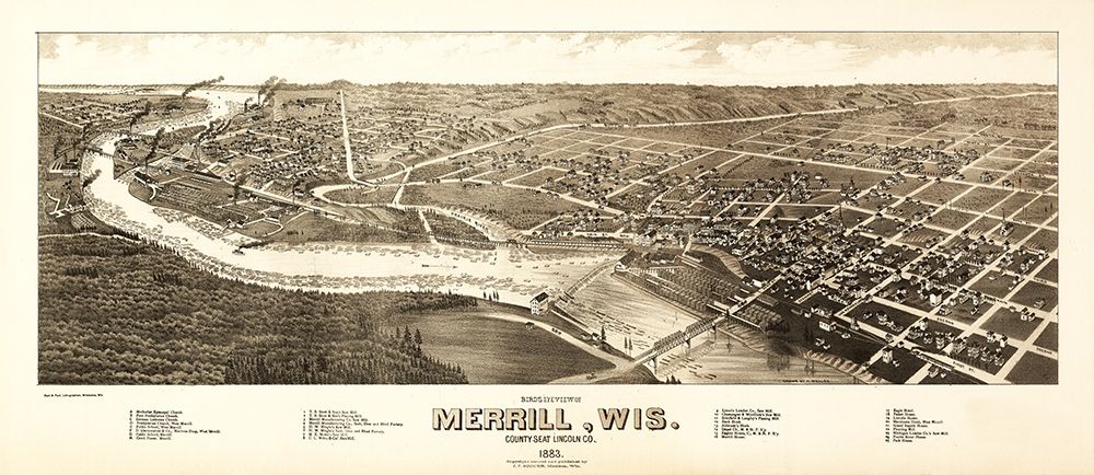 Merrill Wisconsin - Wellge 1883 art print by Wellge for $57.95 CAD
