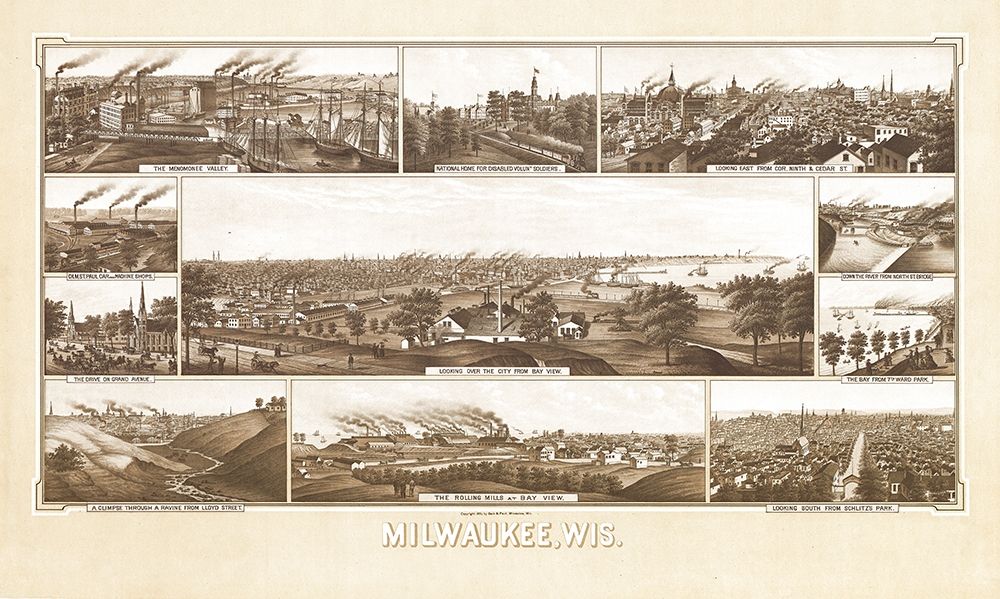 Milwaukee Wisconsin - Beck 1882 art print by Beck for $57.95 CAD