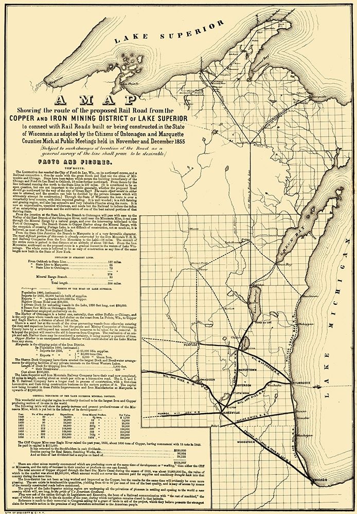 Michigan Wisconsin - Endicott 1855 art print by Endicott for $57.95 CAD