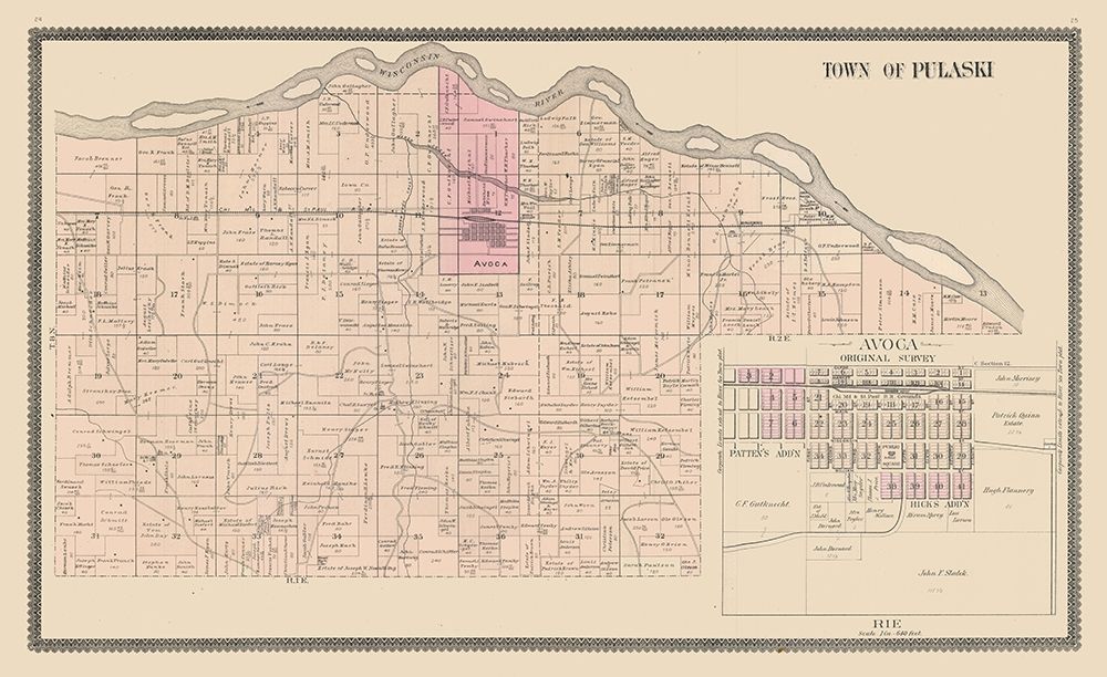 Pulaski, Avoca  Wisconsin - Brandt 1895 art print by Brant for $57.95 CAD