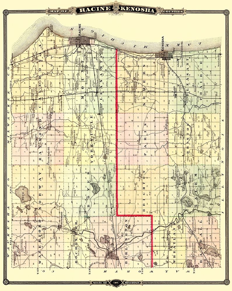 Racine  Kenosha Wisconsin Landowner - Snyder 1878 art print by Snyder for $57.95 CAD