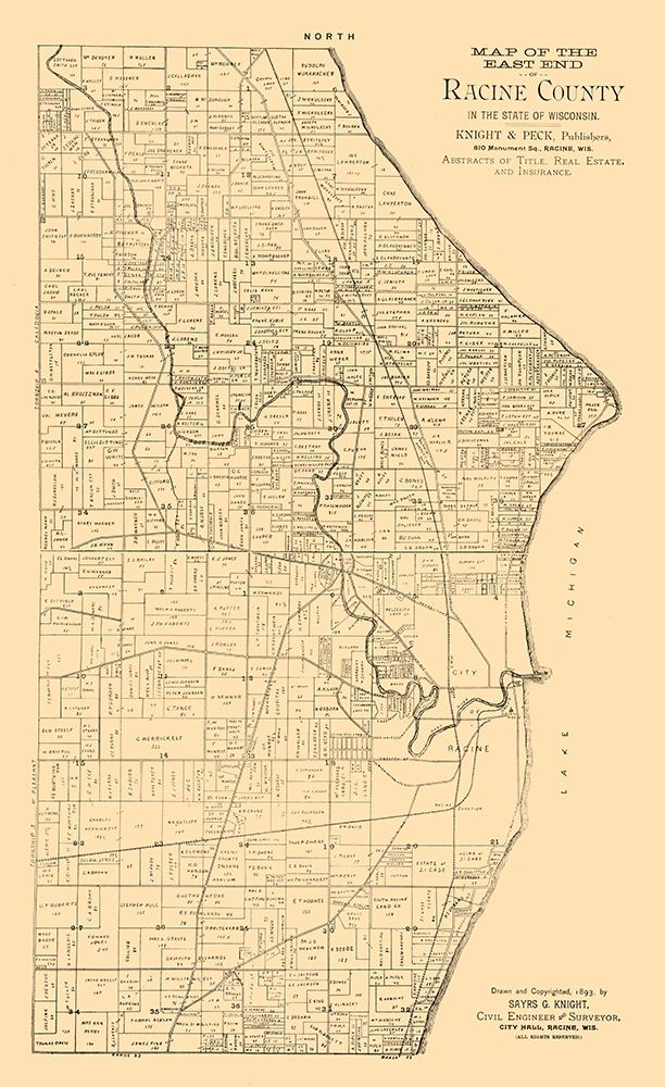 Racine County Wisconsin - Knight 1893 art print by Knight for $57.95 CAD