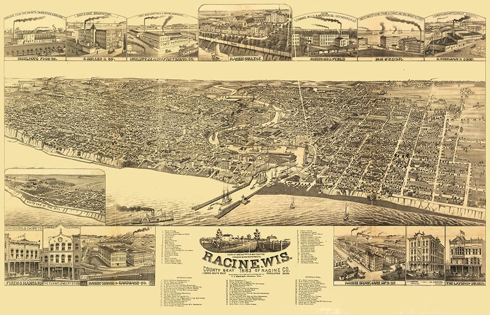 Racine Wisconsin - Stoner 1883 art print by Stoner for $57.95 CAD