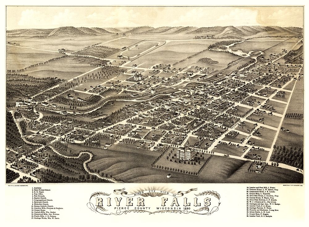 River Falls Wisconsin - Stoner 1880 art print by Stoner for $57.95 CAD