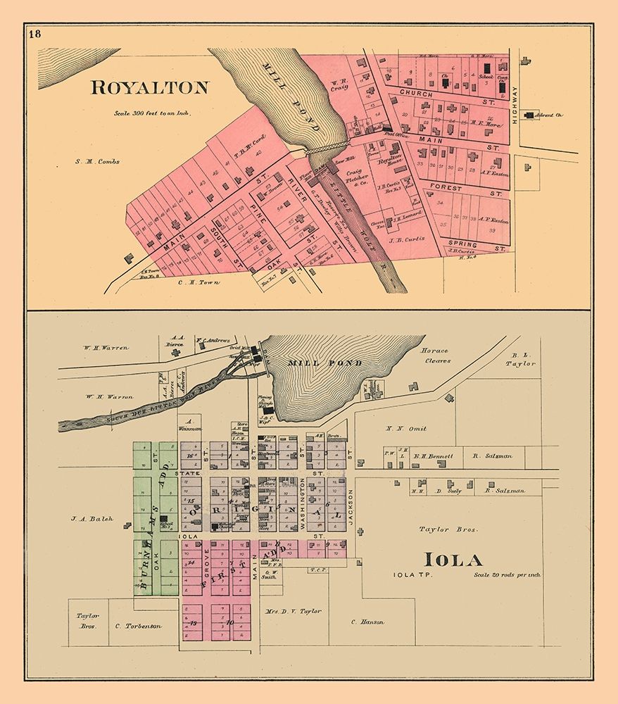 Royalton, Iola Wisconsi - Foote 1889 art print by Foote for $57.95 CAD