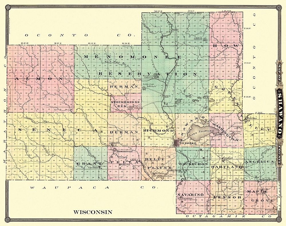 Shawano Wisconsin - Snyder 1878 art print by Snyder for $57.95 CAD