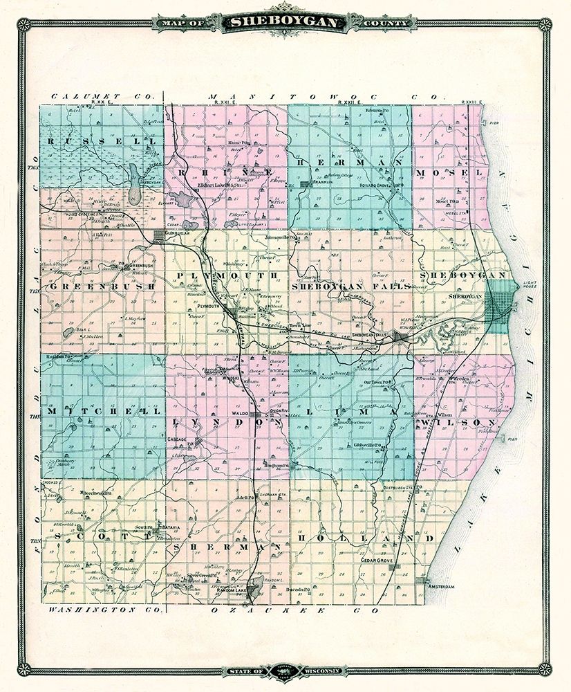 Sheboygan Wisconsin Landowner - Snyder 1878 art print by Snyder for $57.95 CAD