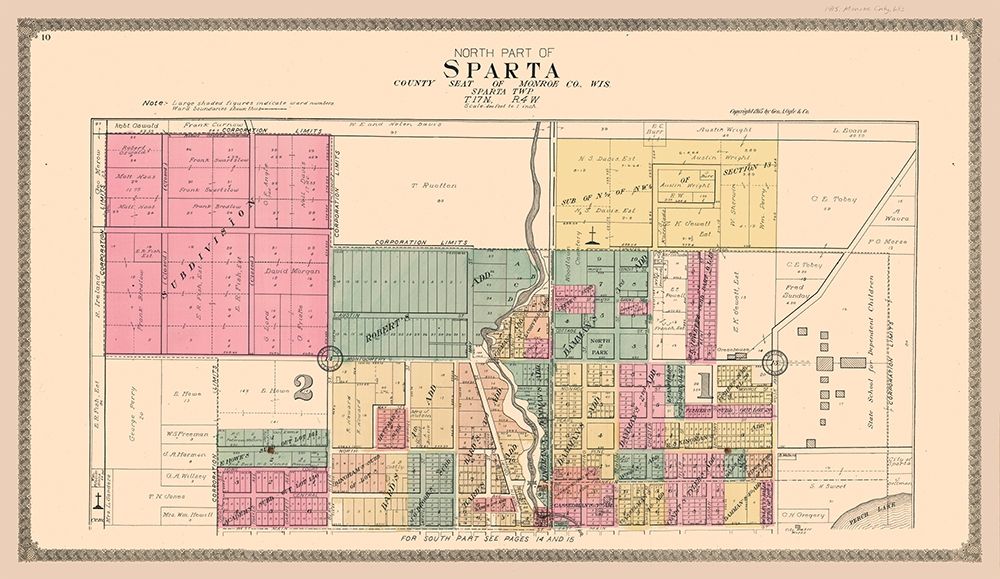 Sparta Wisconsin - Ogle 1915 art print by Ogle for $57.95 CAD
