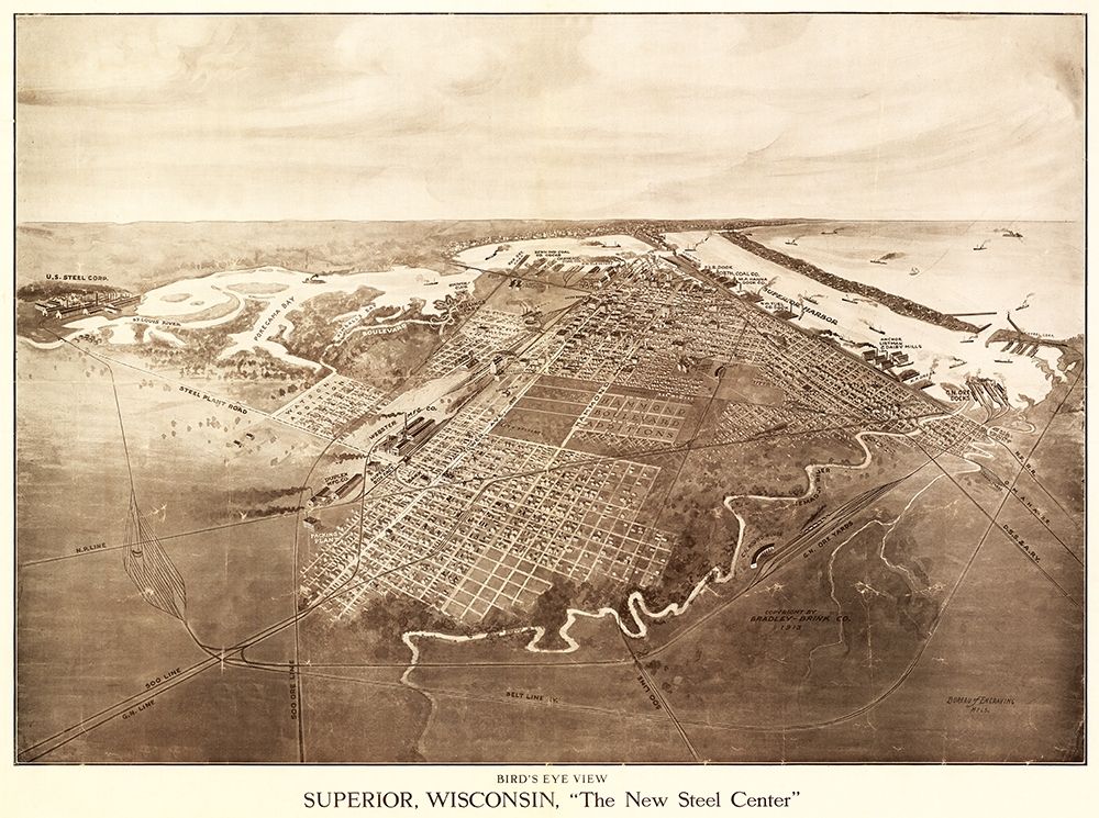 Superior Wisconsin - Bradley 1913 art print by Bradley for $57.95 CAD