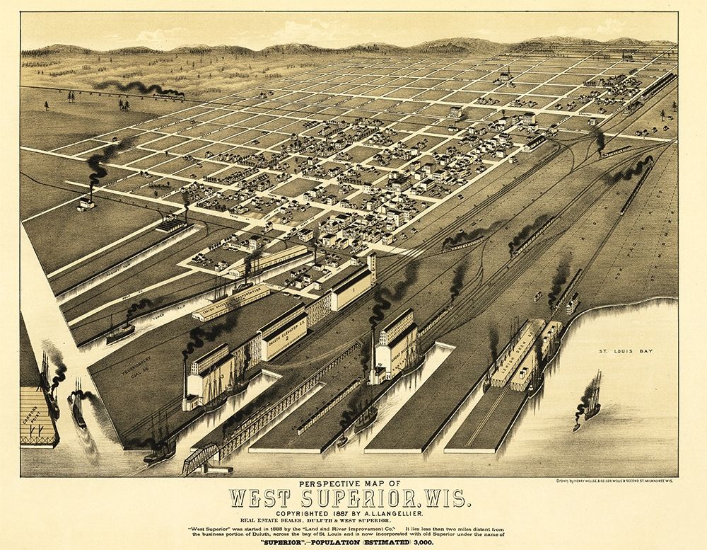 Superior Wisconsin - Wellge 1887 art print by Wellge for $57.95 CAD