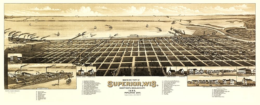 Superior Wisconsin - Wellge 1883 art print by Wellge for $57.95 CAD