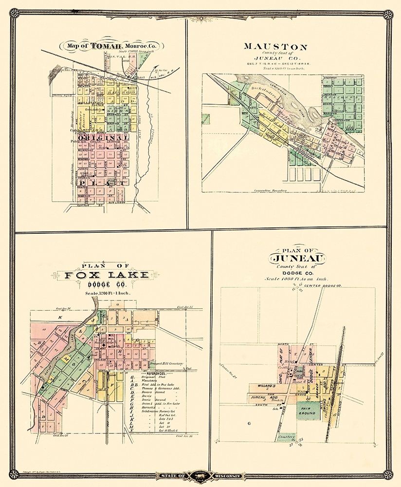 Tomah, Mauston, Fox Lake, Juneau Wisconsin art print by Snyder for $57.95 CAD