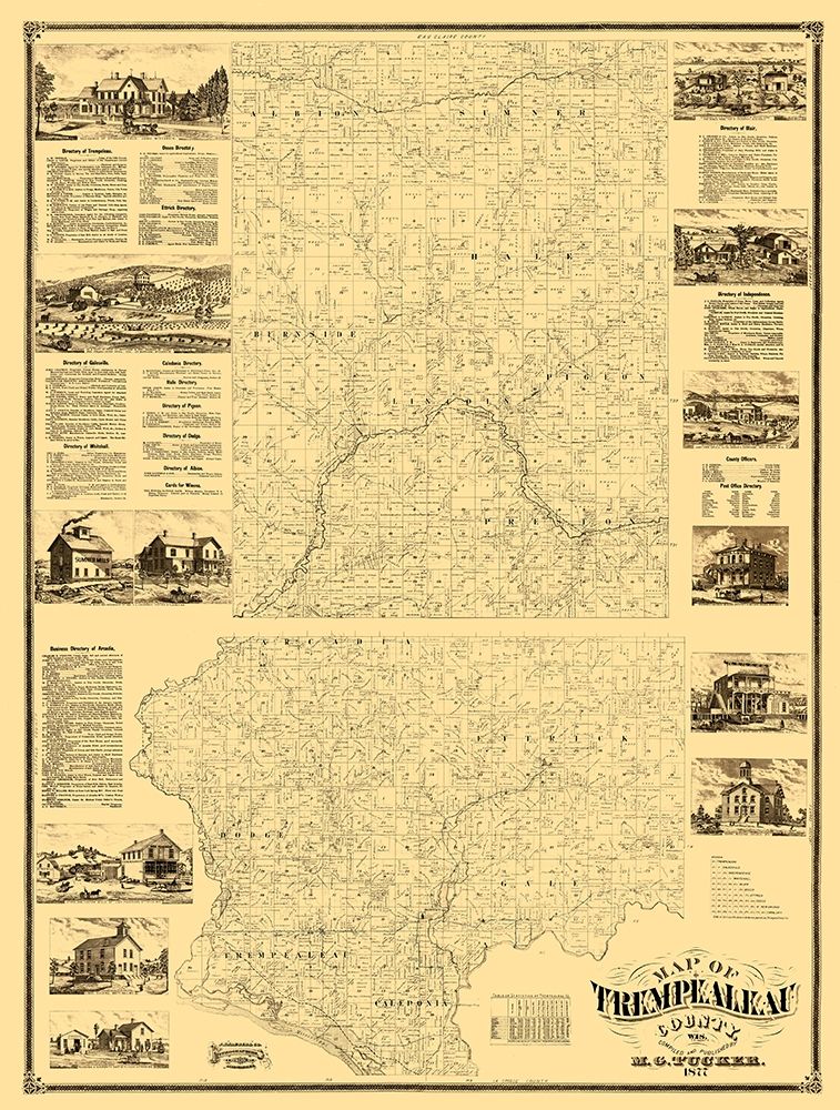 Trempealeau County Wisconsin - Tucker 1877 art print by Tucker for $57.95 CAD