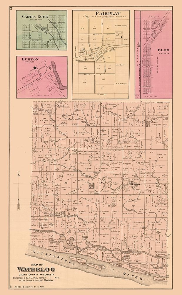 Waterloo  Wisconsin - Foote 1877 art print by Foote for $57.95 CAD
