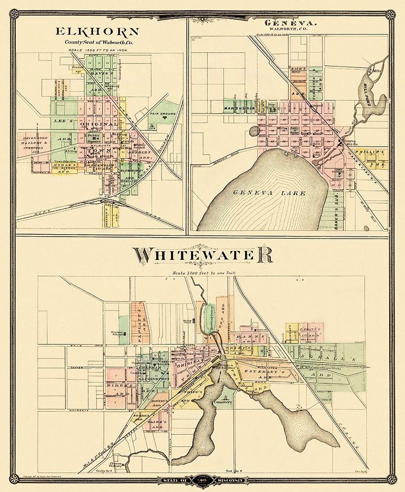 Whitewater, Elkhorn, Geneva Wisconsin - Snyder art print by Snyder for $57.95 CAD