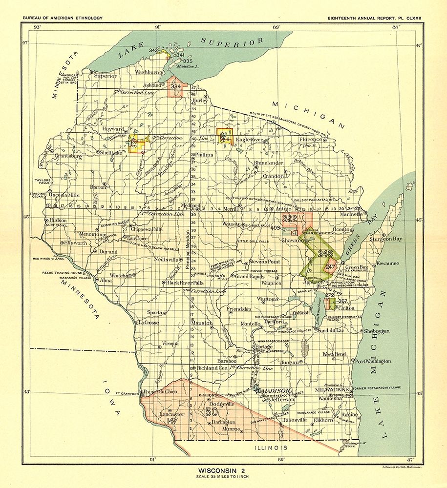 Wisconsin - Hoen 1896 art print by Hoen for $57.95 CAD