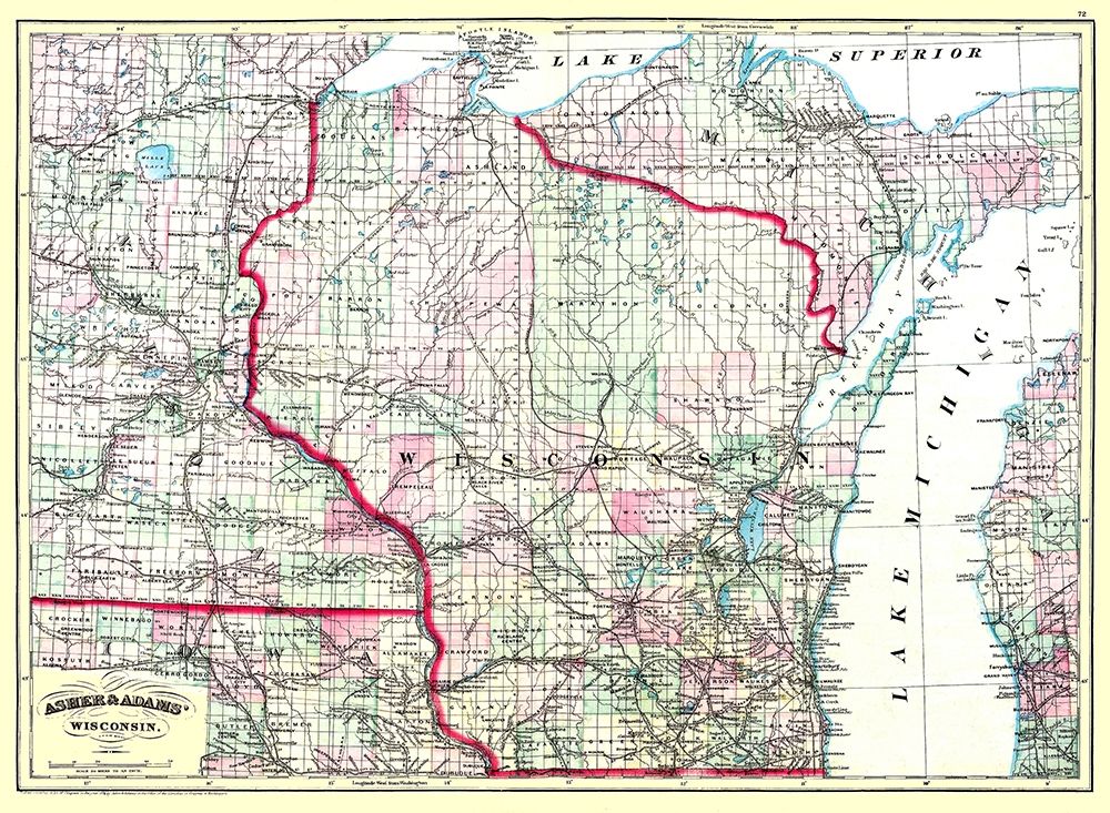 Wisconsin - Asher  1874 art print by Asher for $57.95 CAD