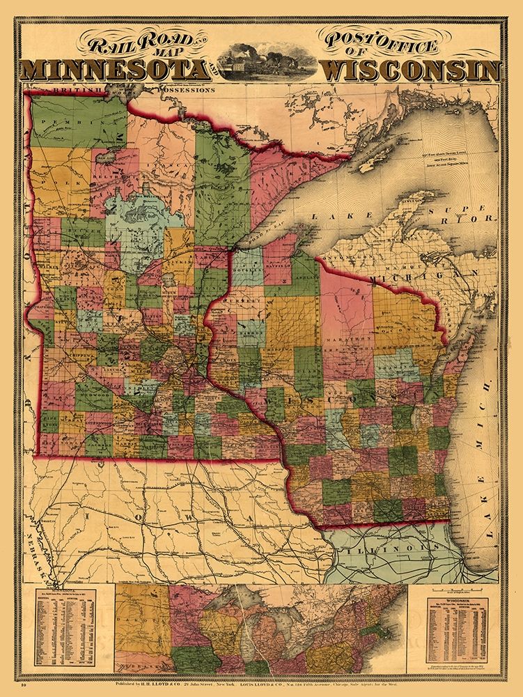 Minnesota Wisconsin - Lloyd 1871 art print by Lloyd for $57.95 CAD