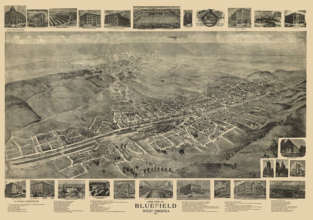 Bluefield West Virginia - Fowler 1911 art print by Fowler for $57.95 CAD