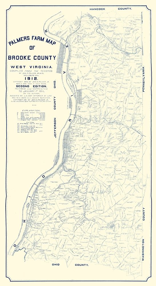 Brooke County West Virginia - Palmer 1912 art print by Palmer for $57.95 CAD