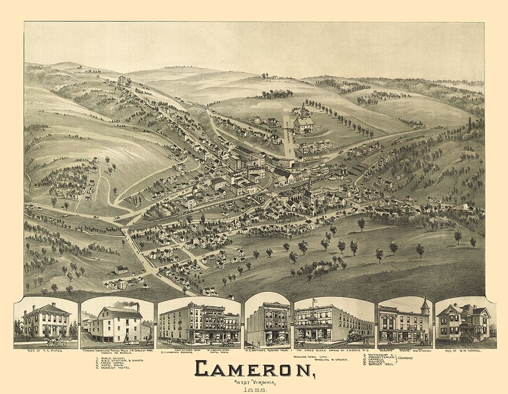Cameron West Virginia - Fowler 1899 art print by Fowler for $57.95 CAD