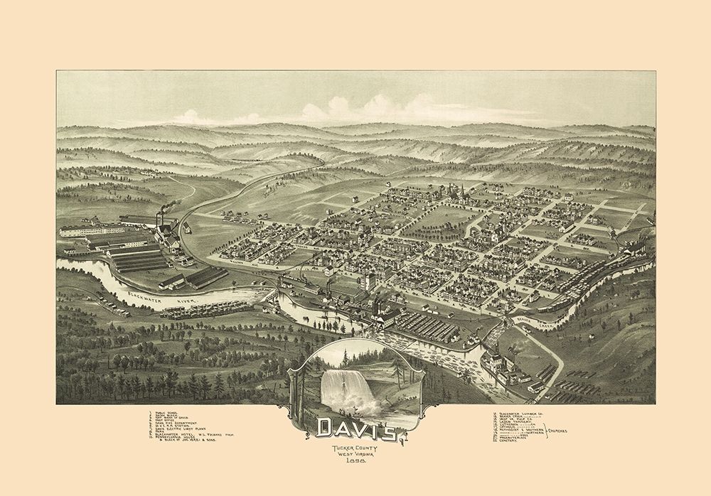 Davis West Virginia - Fowler 1898 art print by Fowler for $57.95 CAD
