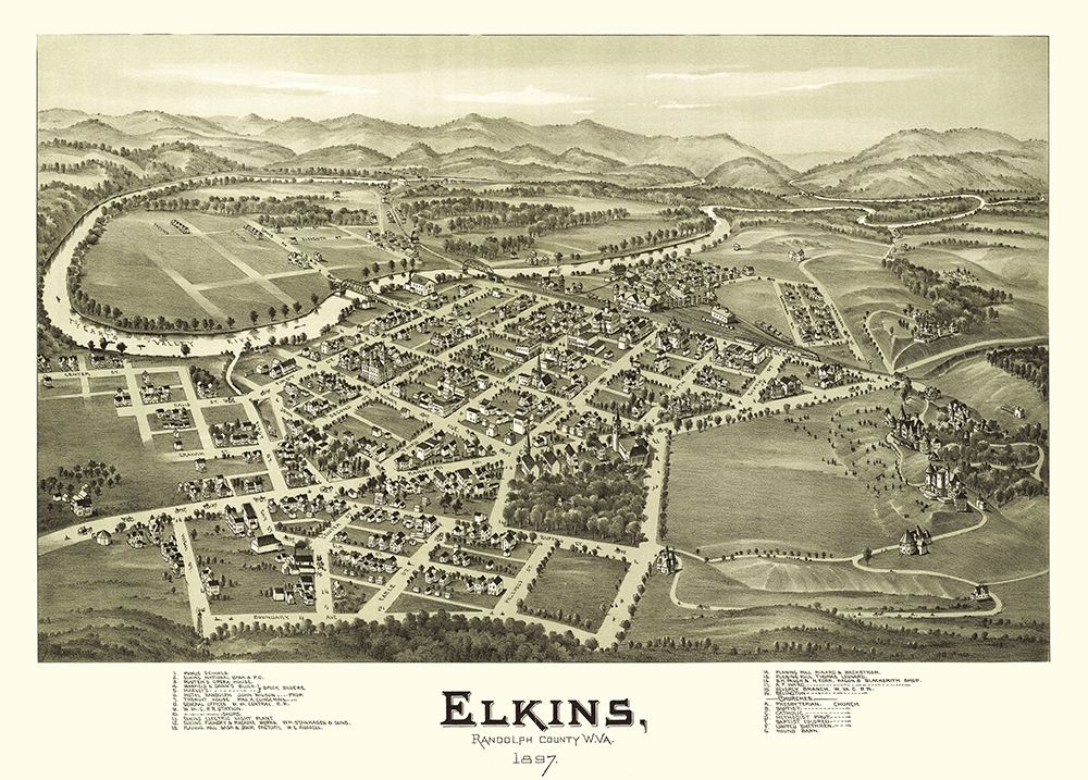 Elkins West Virginia - Fowler 1897 art print by Fowler for $57.95 CAD