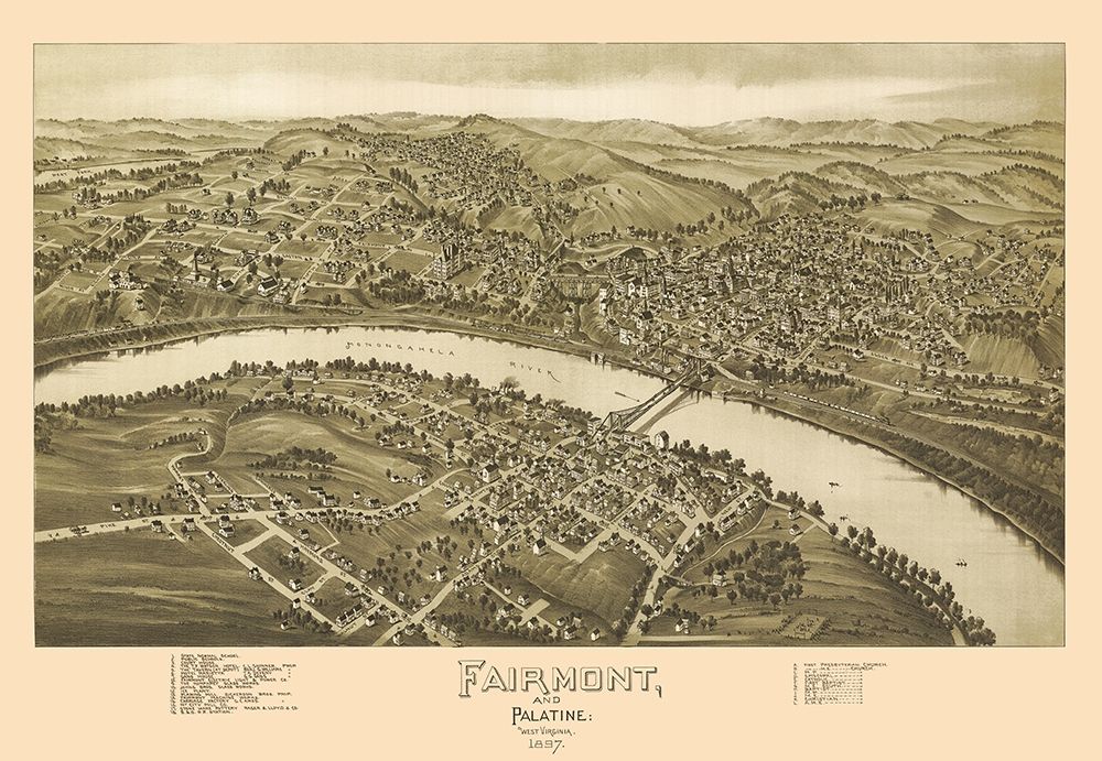 Fairmont Palatine West Virginia - Fowler 1897 art print by Fowler for $57.95 CAD