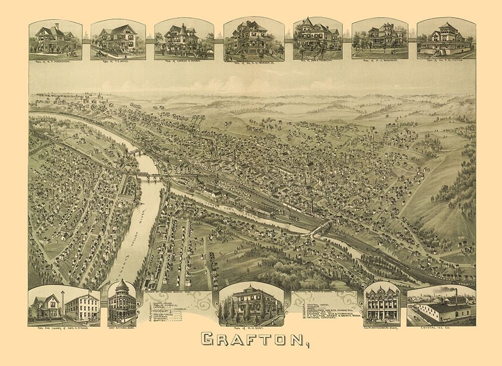 Grafton West Virginia - Fowler 1898 art print by Fowler for $57.95 CAD
