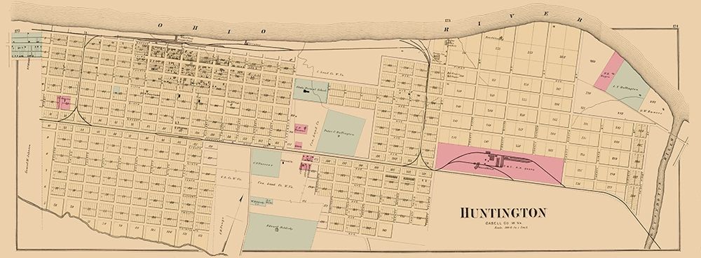 Huntington West Virginia - Hayes 1877 art print by Hayes for $57.95 CAD