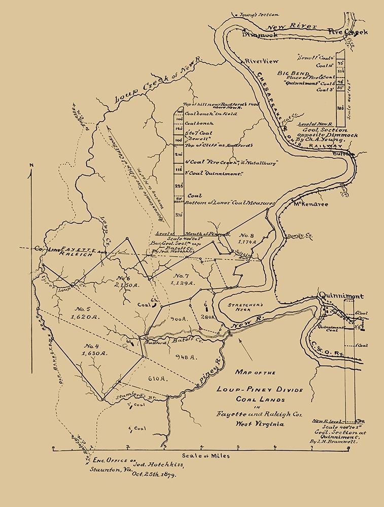 Loup Piney Divide Coal Lands Outline West VA art print by Hotchkiss for $57.95 CAD