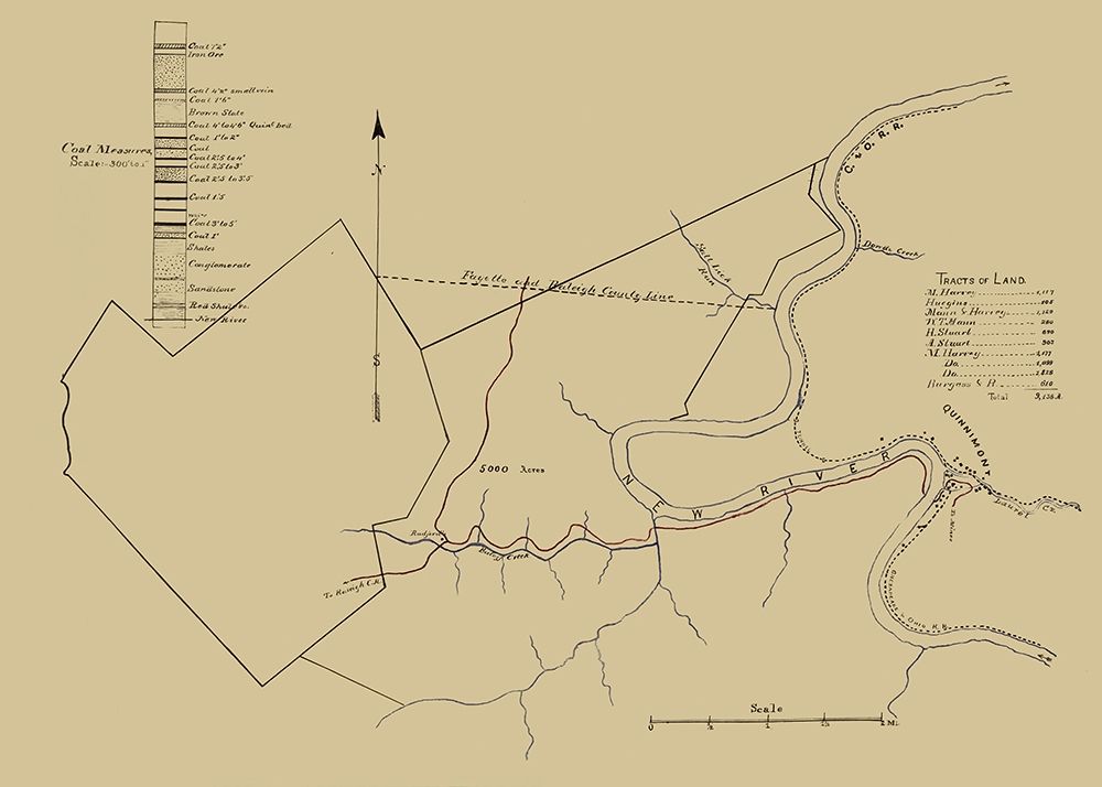 New River Coal Mine Survey West VA - Anon 1880 art print by Anon for $57.95 CAD