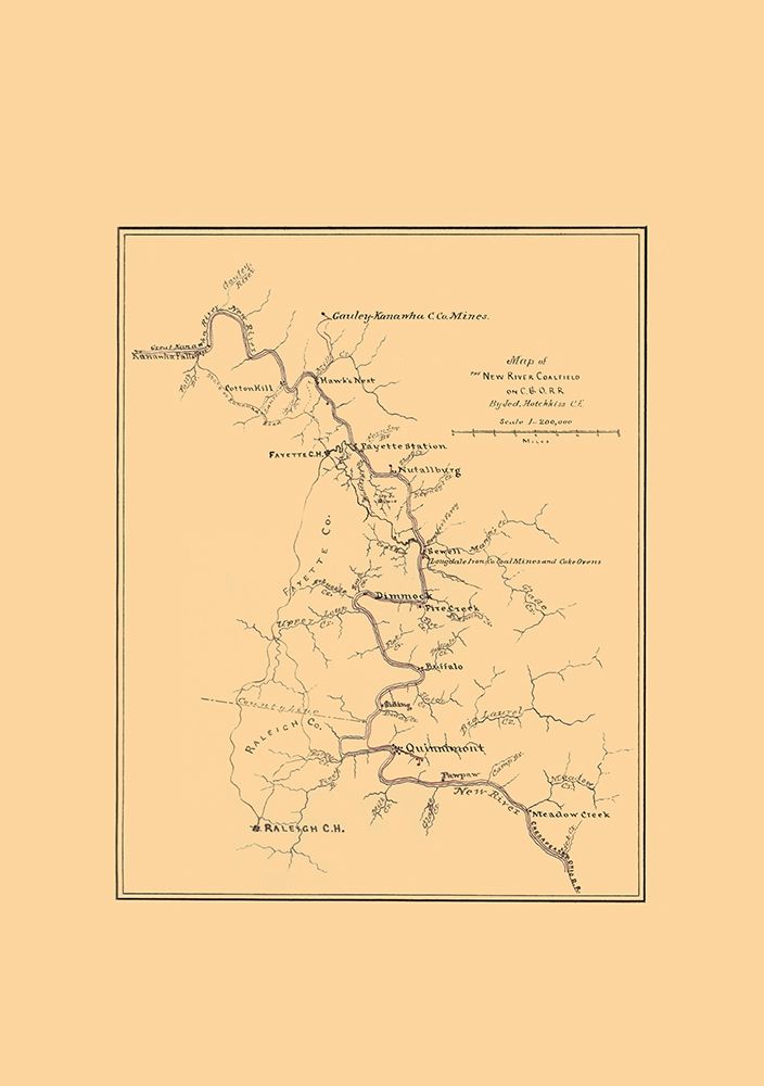 New River Coal Field West VA - Hotchkiss 1880 art print by Hotchkiss for $57.95 CAD
