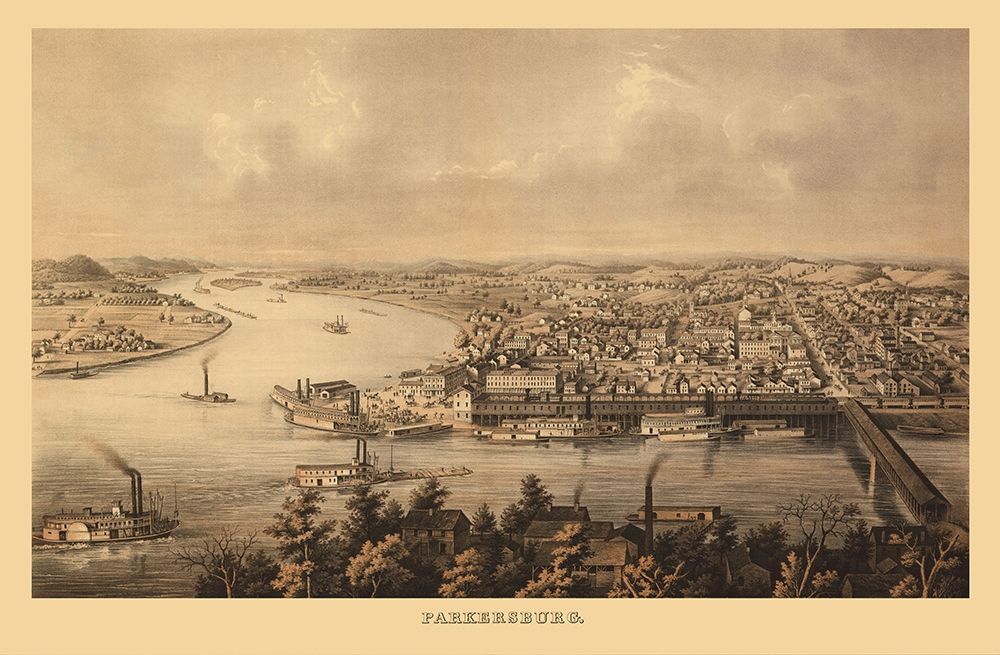 Parkersburg West Virginia - Hoen 1861 art print by Hoen for $57.95 CAD