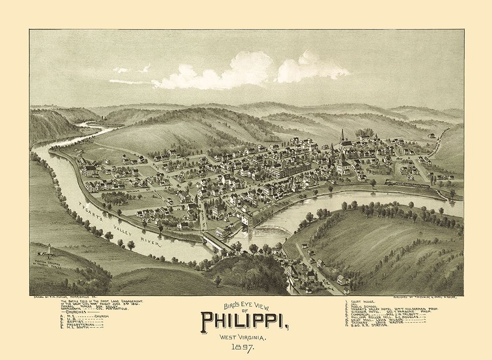 Phillippi West Virginia - Fowler 1897 art print by Fowler for $57.95 CAD