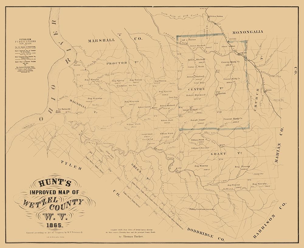 Wetzel County West Virginia - Peterson 1865 art print by Peterson for $57.95 CAD