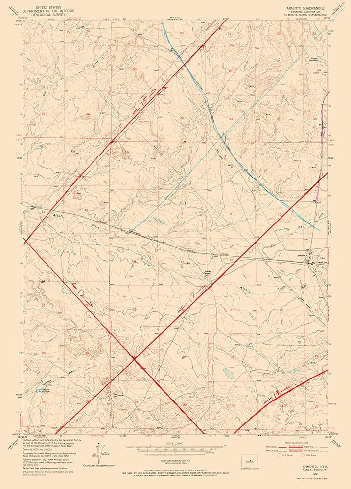 Arminto Wyoming Quad - USGS 1952 art print by USGS for $57.95 CAD