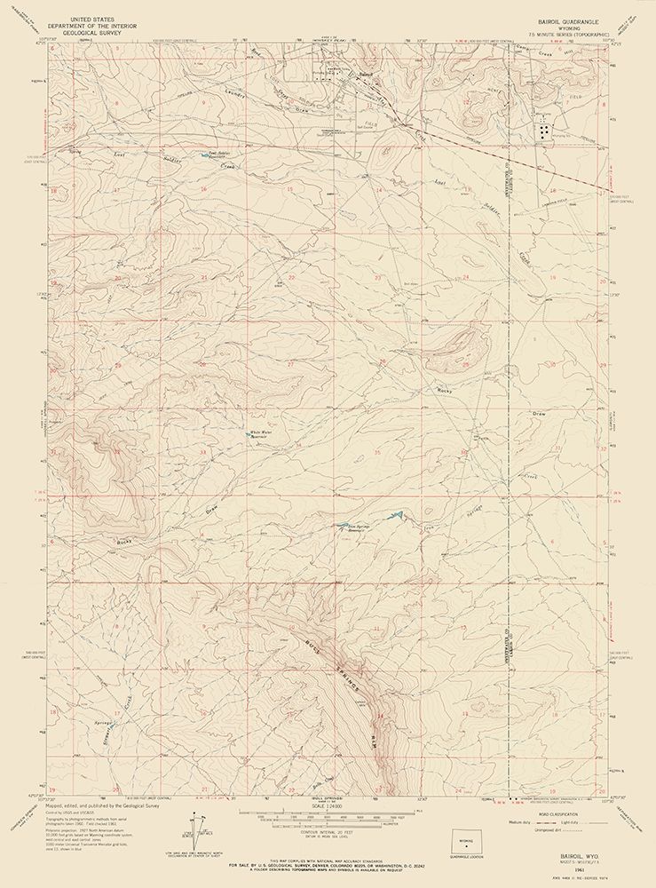 Bairoil Wyoming Quad - USGS 1961 art print by USGS for $57.95 CAD