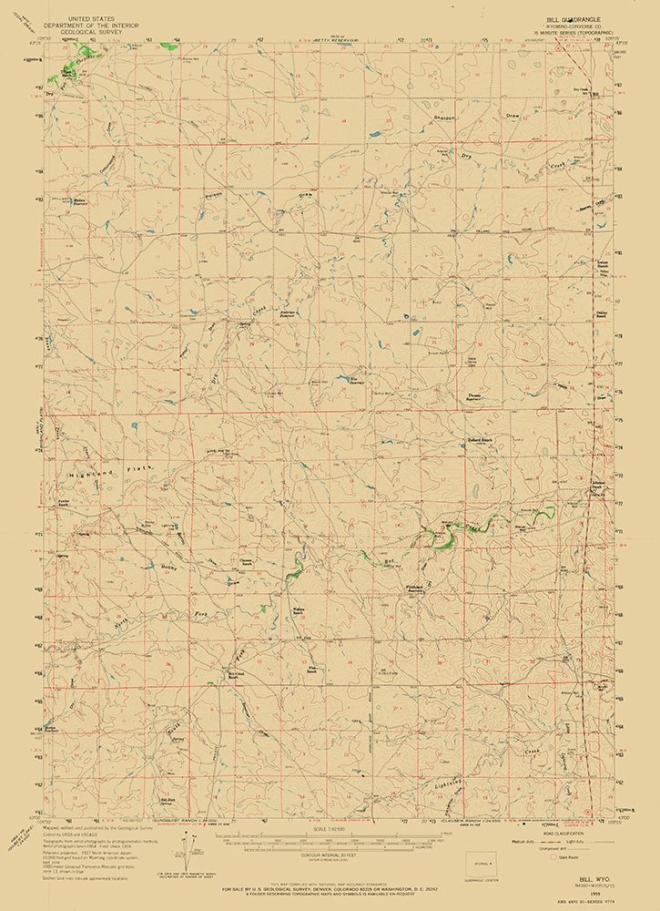 Bill Wyoming Quad - USGS 1959 art print by USGS for $57.95 CAD