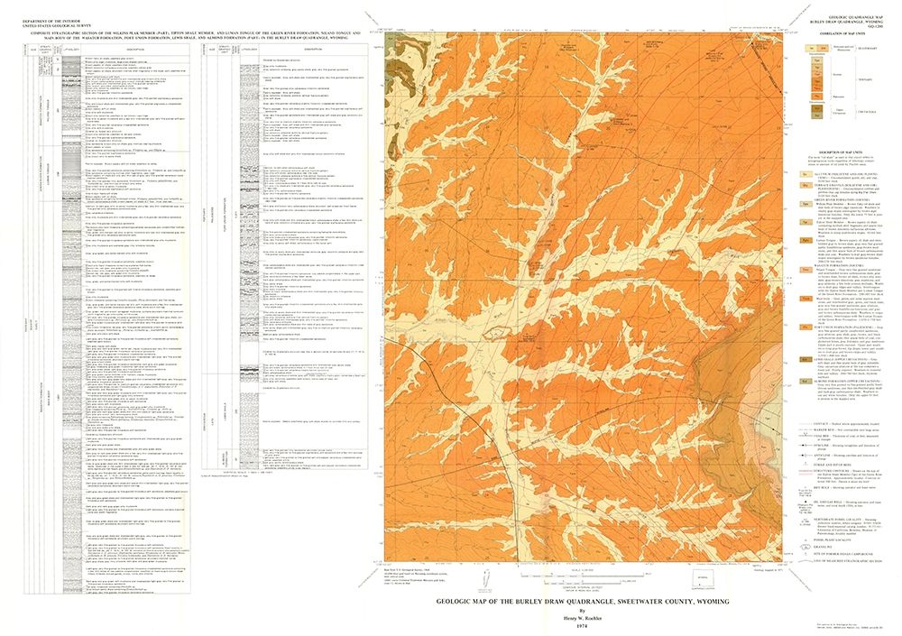 Burley Draw Quad Wyoming - Roehler 1974 art print by Roehler for $57.95 CAD
