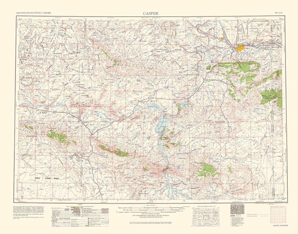 Casper Wyoming Quad - USGS 1962 art print by USGS for $57.95 CAD