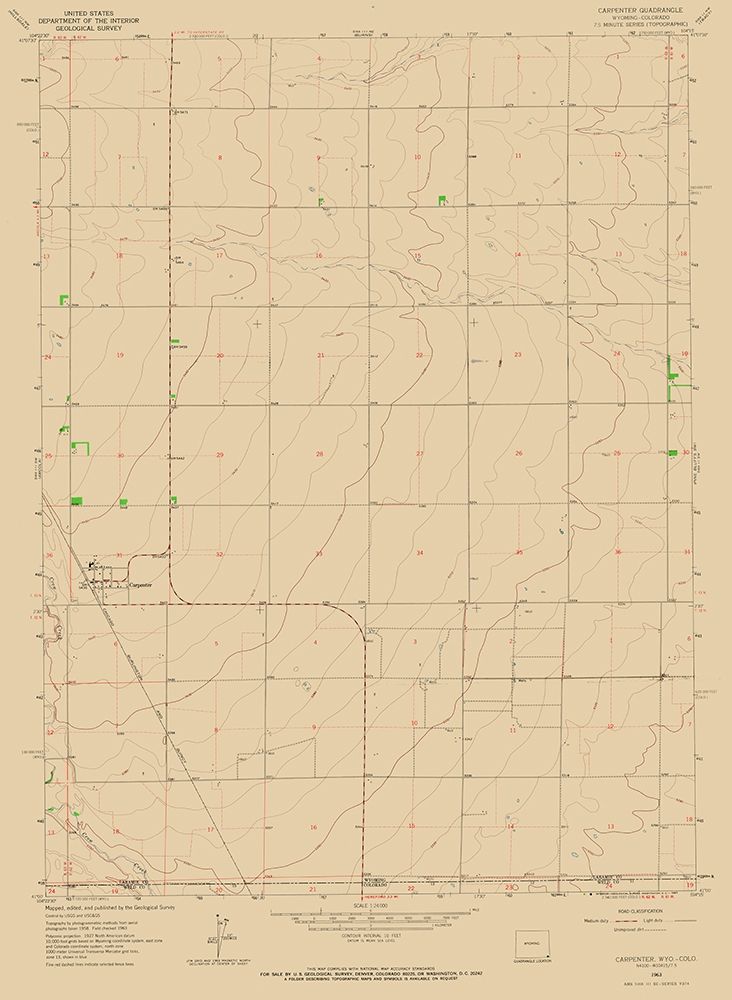 Carpenter Wyoming Quad - USGS 1963 art print by USGS for $57.95 CAD