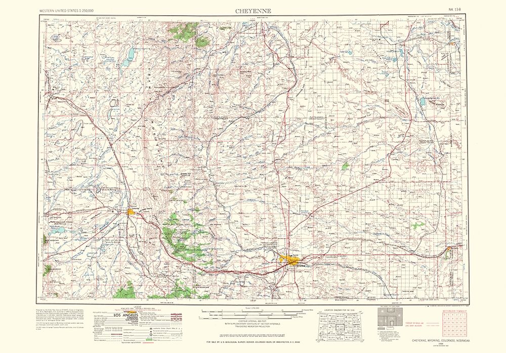 Cheyenne Wyoming Colorado Nebraska Quad - USGS art print by USGS for $57.95 CAD