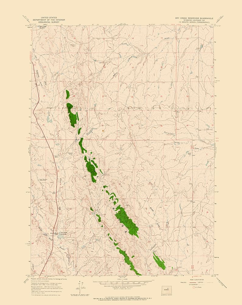 Dry Creek Reservoir Wyoming Quad - USGS 1961 art print by USGS for $57.95 CAD