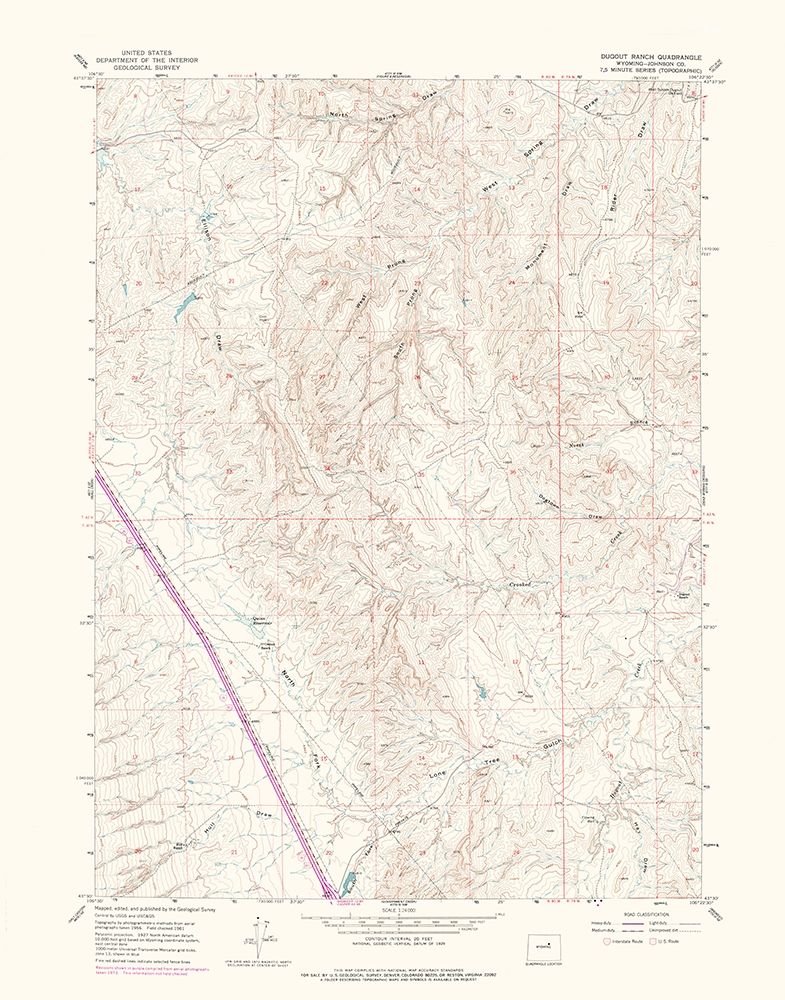 Dugout Ranch Wyoming Quad - USGS 1973 art print by USGS for $57.95 CAD