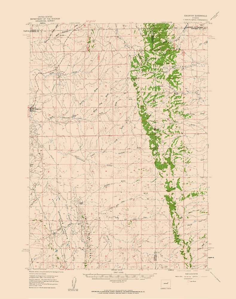 Edgerton Wyoming Quad - USGS 1959 art print by USGS for $57.95 CAD